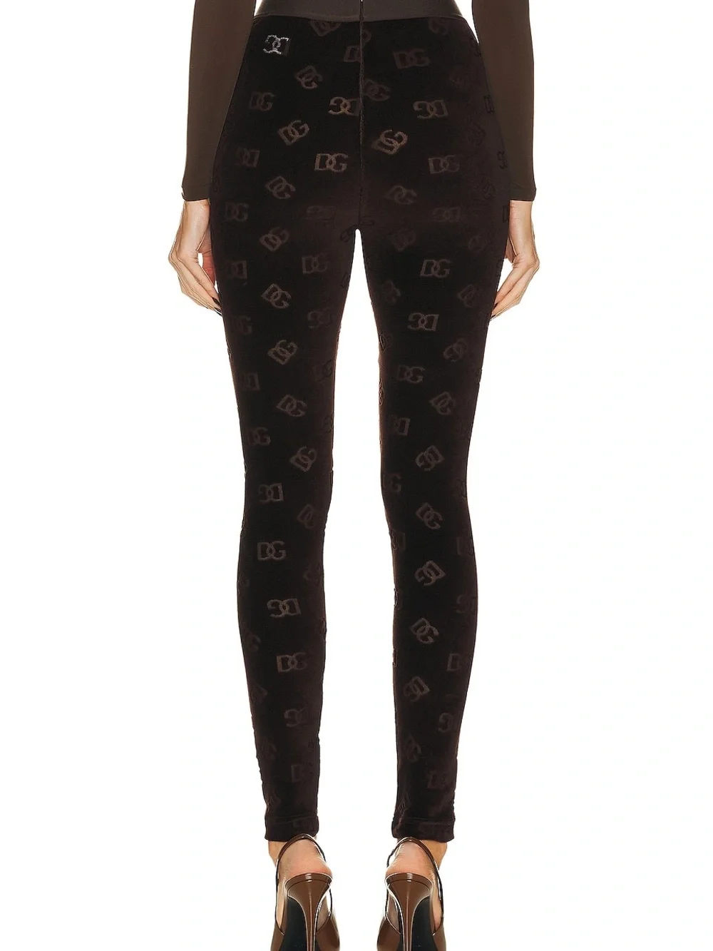 NWT Dolce & Gabbana High Waisted Pant in Espresso Brown size 44 Logo